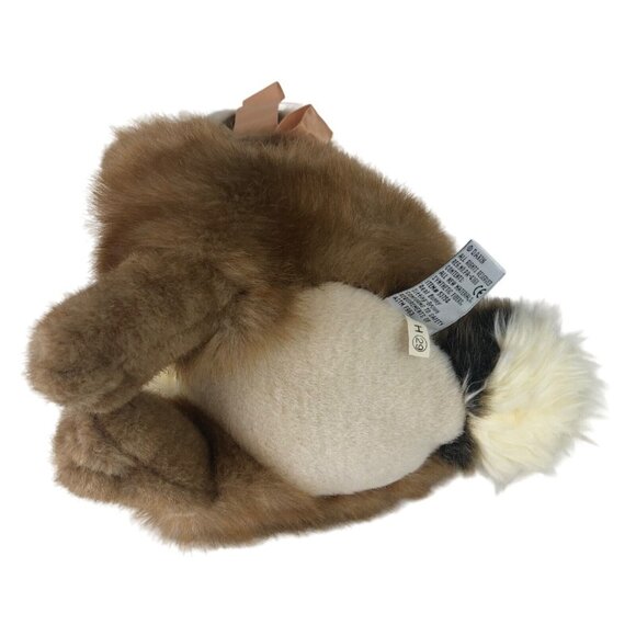 Dakin Brown Real Bunny Sitting Vintage Easter Plush Stuffed Animal Bow 12" - Picture 8 of 15